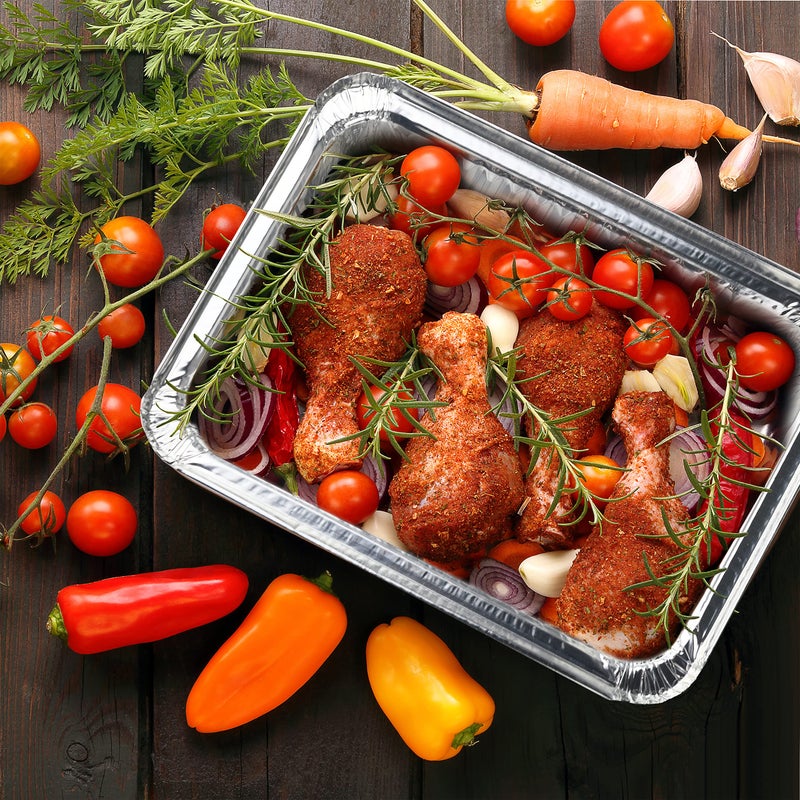 NYHI 9x13 Disposable Aluminum Foil Pans With Lids Large Half Size Deep Steam Pan and Oven Buffet Trays Food Containers for Catering Baking Roasting (1) - Image 3